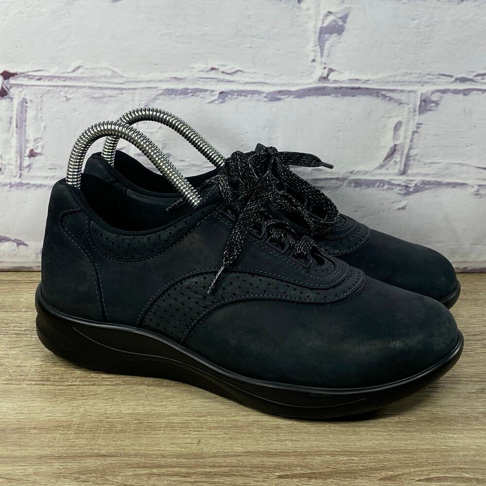 SAS Walk Easy Black Comfort Shoes Women's 6.5 Wide Lace Up Walking Sneakers